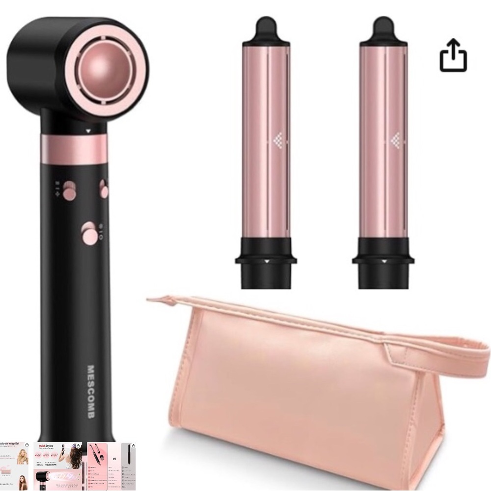 Black and Pink Hair Styling Tool Set.  D